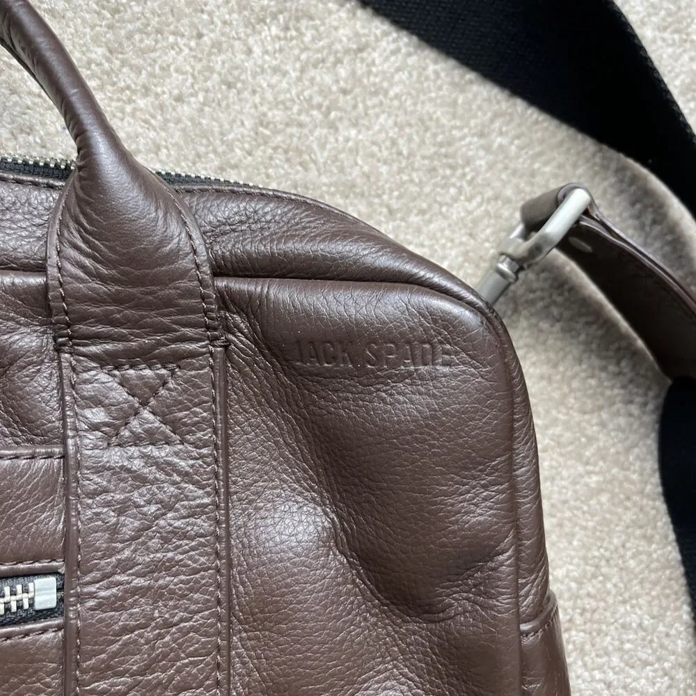 Jack Spade Brown Leather Messenger Bag Durable Quality Utility 16